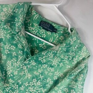 Polo Ralph Lauren Mens XXL Green Floral Tie Dye Pique Short Sleeve Polo Shirt
